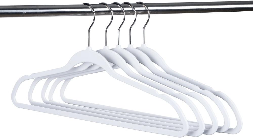 50 Quality Plastic Non Velvet NonFlocked Thin Compact Hangers White Swivel 791435267266 eBay