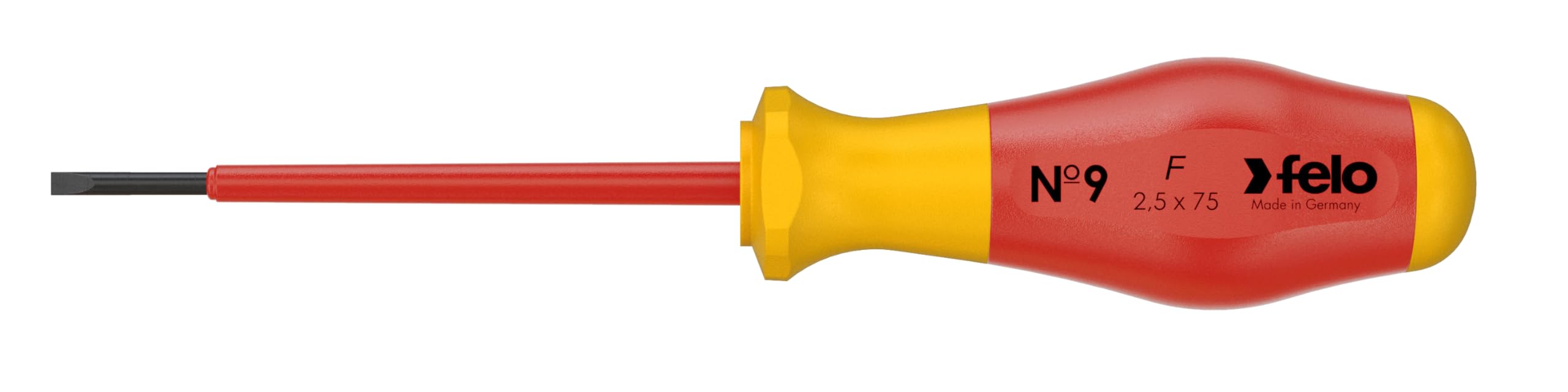 Destornillador aislado VDE Felo Serie Nº 9 2.5x0.4x75mm.