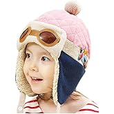 Crochet Earflap Pilot Hats Rabbit Ears Beanie Cap Winter Warm Knit Caps for Toddlers Baby Girls and Boys
