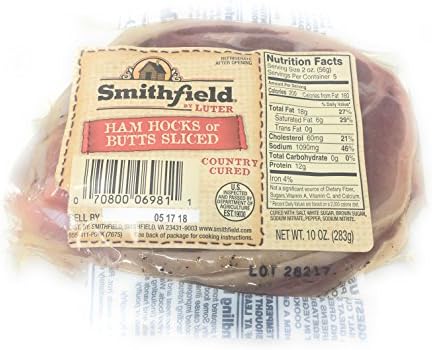Smithfield Ham Hocks Or Butts Sliced Country Cured in 10 Ounce Package (2 Packs- 20 Ounces)