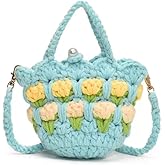 Girl Crochet Crossbody Bag Mini Strawberry Shoulder Purse for Teen Kid Knit INS-Trendy Money Wallet for Lipstick Phone