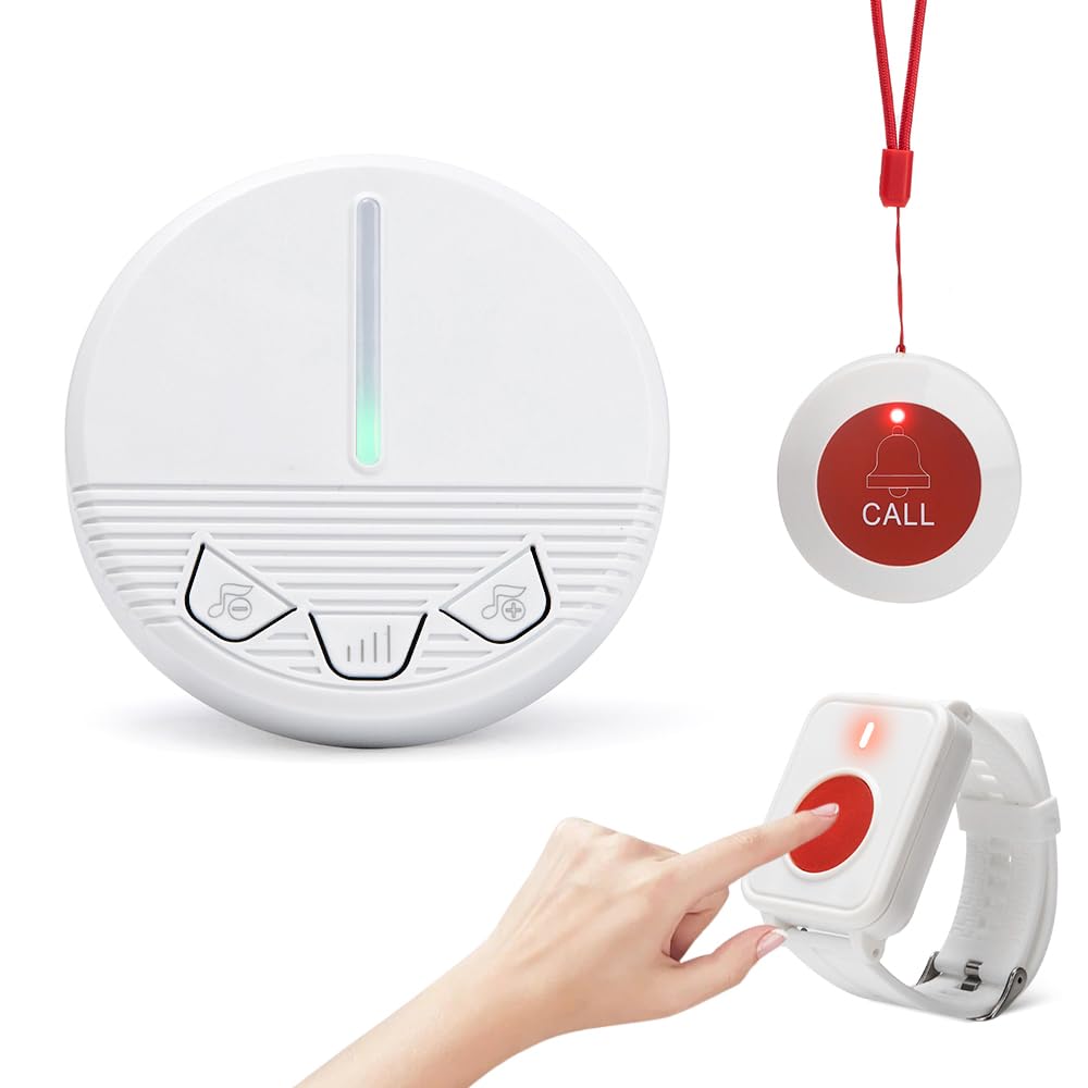 CYSSJF SOS Alarm for the Elderly – Wireless Emergency Call System with 2 Waterproof Buttons (Wristband & Neck Pendant) and 120dB Plug‑in Receiver – No WiFi Needed, Home Safety Alert for Senior Care