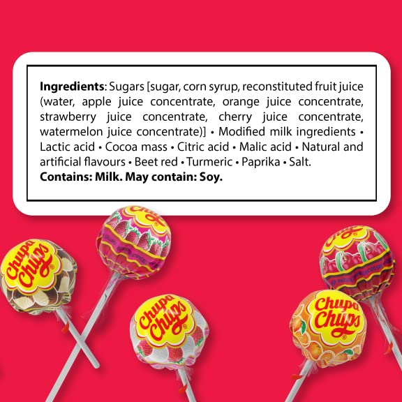 Chupa Chups Candy, Lollipops Mini, Bulk Candy Suckers for Kids, Halloween, Cremosa Ice Cream, 7