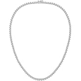 Gemsme 4mm Tennis Necklaces for Women - 3 Prong 18K White Gold Plated Round Cubic Zirconia Classic diamond Tennis Chain, Tennis Necklace for Women and Men, Size 16/18/20/22/24 inch