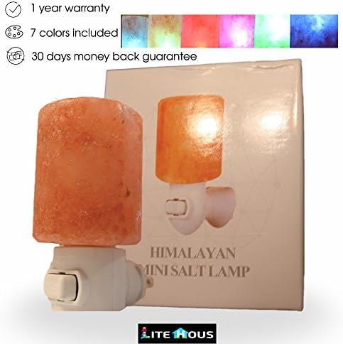Stocking Stuffer Christmas Sale Himalayan Salt Lamp Nightlight Multicolor - Adjustable On/Off Light Switch, 4 IN. Tall - Spiritual Healing, Negative Ions, Air Purifier, BPA Free Design - LiteHous
