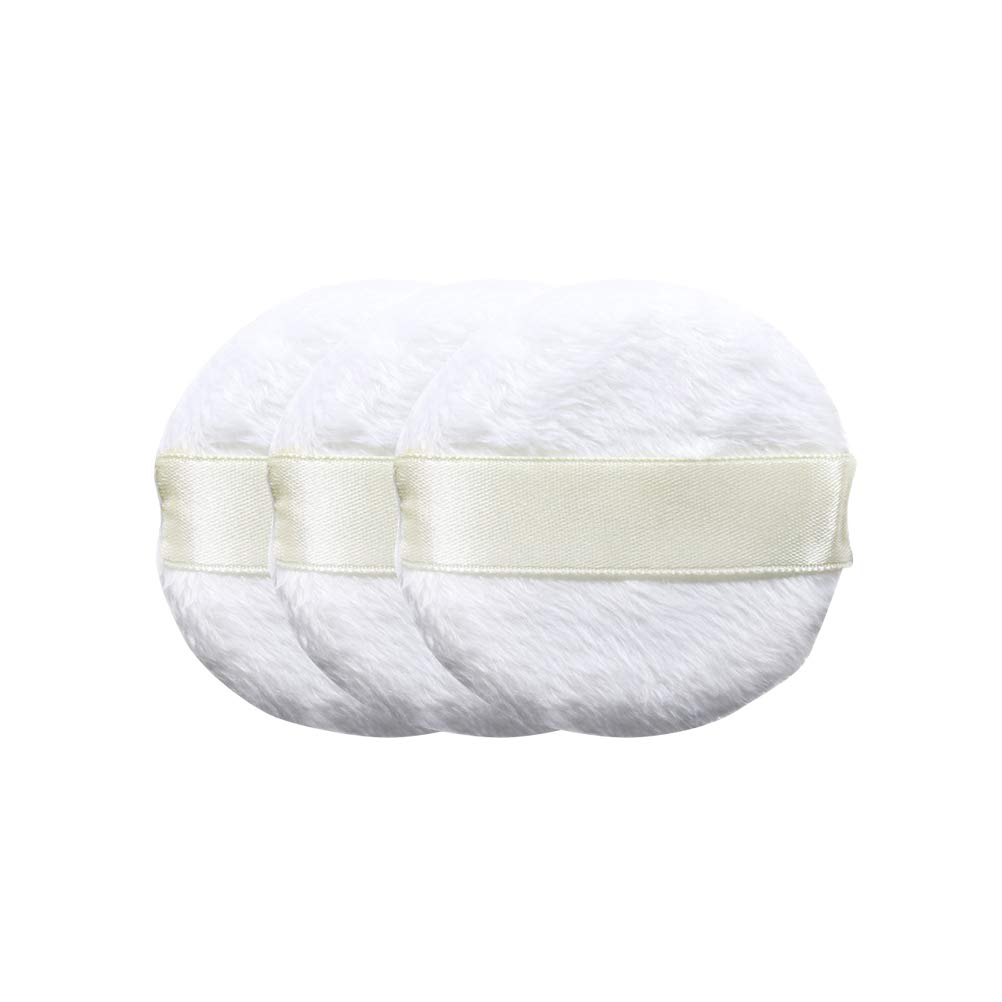 Lurrose Soft Plush Powder Puffs with Ribbon for Face and Body Powder – 3 Pieces