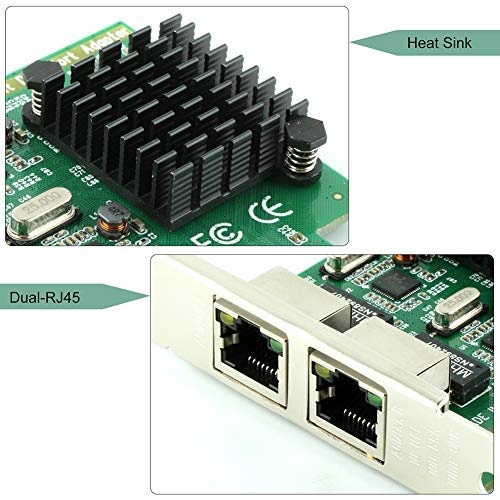 Ubit Gigabit LAN,Gigabit Ethernet PCI Express PCI-E Network Controller Card,10/100/1000mbps,Dual Port PCIE Server Network Interface Card, LAN Adapter Converter for Desktop PC(RJ45x2)