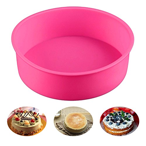 Baking Silicone 8-Inch Round Cake Pan Baking Mold, BPA Free, Non-Stick European-Grade Silicone, 2.36-Inches Deep
