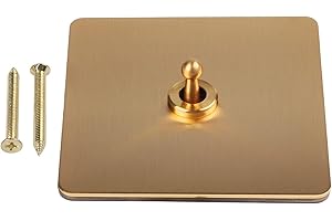 FABULETTA Brass ToggleS Light Rocker Switch Plate, 86mm Retro Wall Switch Cover for Single-Pole 220V Lighting and Ceiling Fan