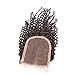 Beata Hair Brazilian Kinky Curly 4x4 Frontal Lace Closure Human Hair With Baby Hair Natural Black (Middle Part, 16 Inch)
