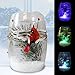 BANBERRY DESIGNS Cardinal Gifts - LED Decorative Candle Holder with Hand Painted Cardinal on Branches - Color Changing Lights - Glittery White Snow & Red Jewel Accents