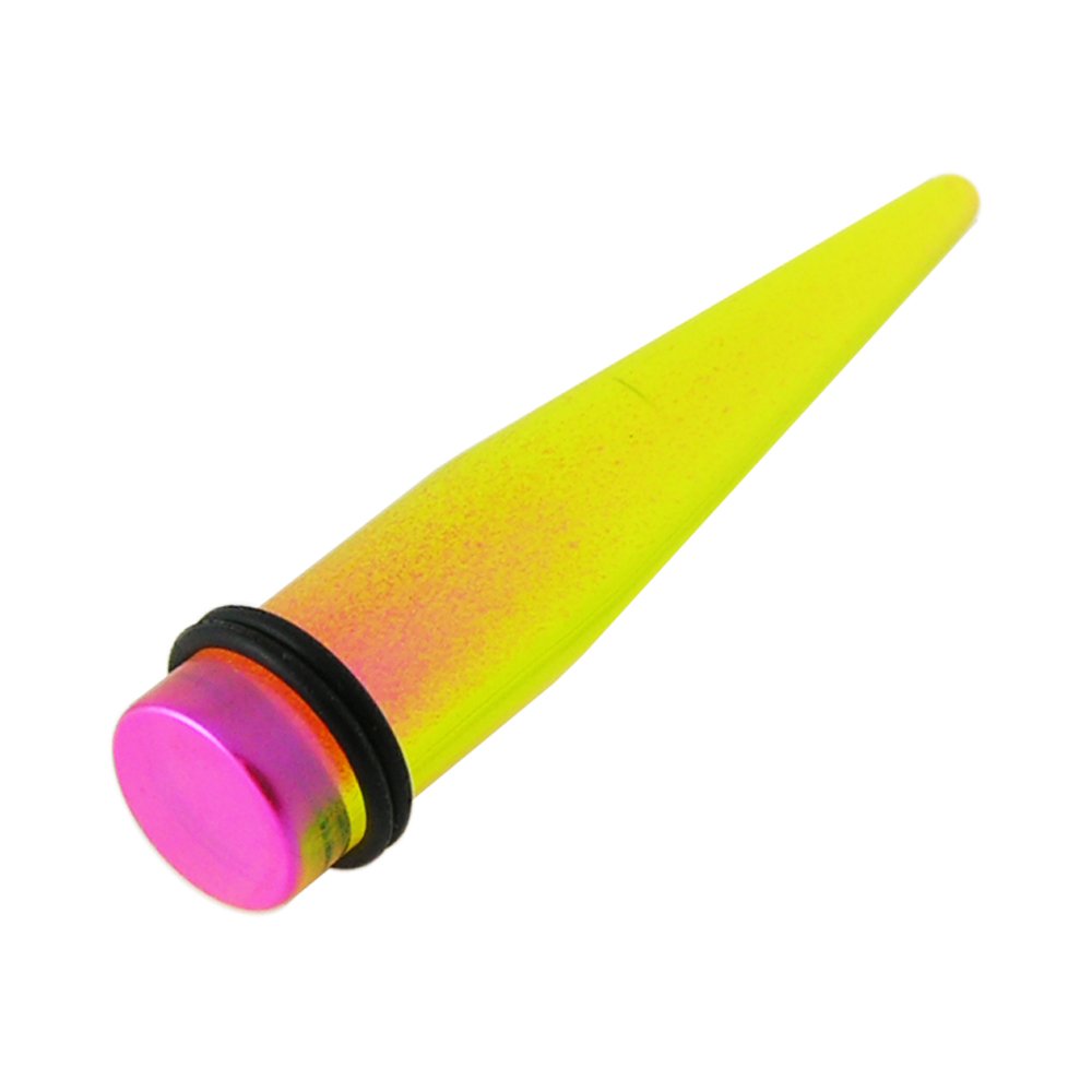 AZARIO LONDON 7MM Colorful Pink on Yellow UV Acrylic Straight Tapers Ear Plug Piercing - Sold by Piece
