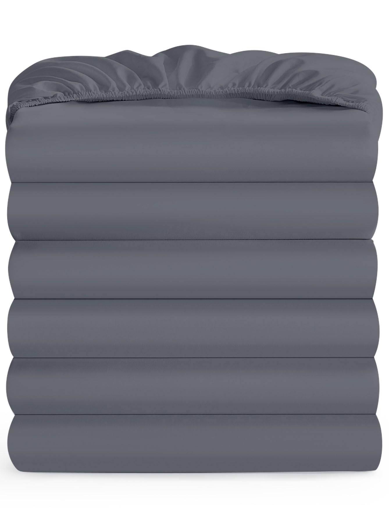 Photo 1 of Maple&Stone Twin Fitted Sheet Only - Bulk Pack of 6 Bottom Sheets - Premium Soft & Breathable, Brushed Microfiber Fabric for Twin Size ?Dark Grey?