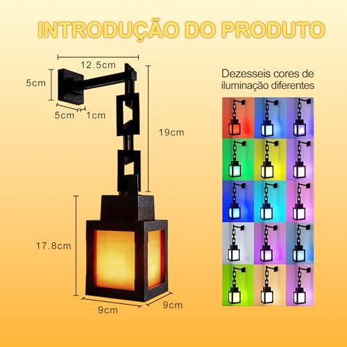 Lanterna Pixelada Lâmpada de Luz Noturna, Luzes Noturnas Recarregáveis de Mesa e Parede, 16 Cores Variáveis, com Controle Remoto e Bem Comointerruptor Tátil, Adequado para Decoração de Quarto