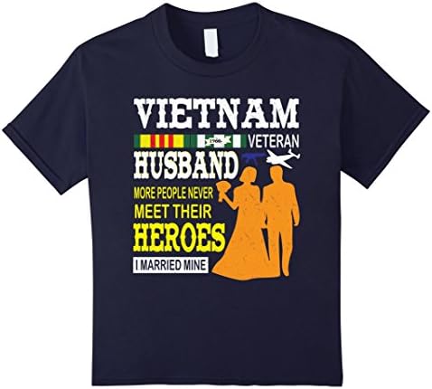 Kids Vietnam Veteran Husband I Married Mine Costume Veteran Shirt 12 Navy
