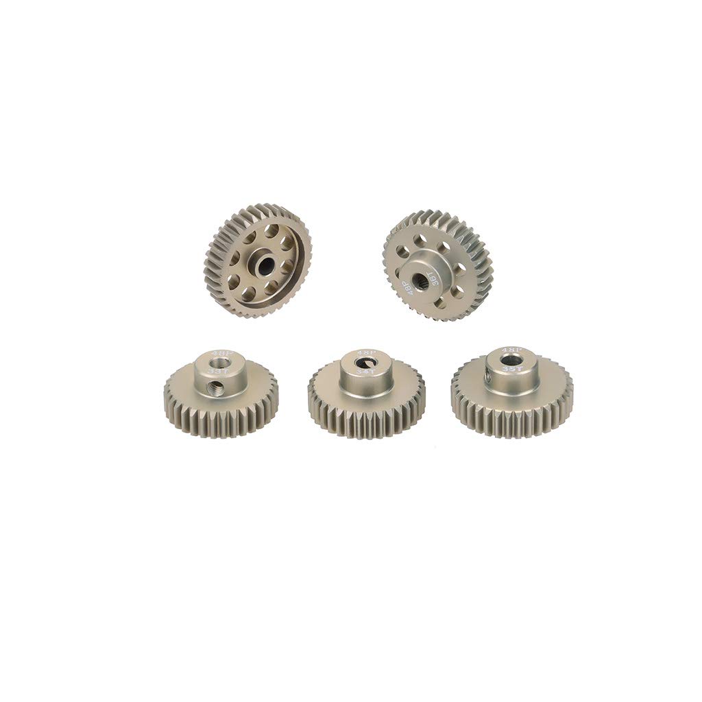 Fasizi 5PCS 48DP 33T 34T 35T 36T 37T Pinion Motor Gear Combo Set for 1/10 Rc Car Brushed Brushless Motor