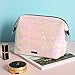 Frebeauty Holographic makeup bag Cosmetic Shiny Rainbow pouch Portable Handle bag Colorful Laser Iridescent pouch Waterproof Cosmetic large Makeup Case Toiletry Beach Wash Bag (holographic milk-pink)