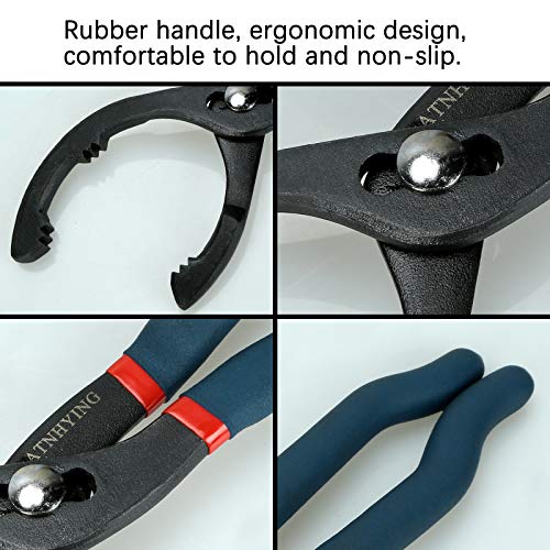 Swpeet Adjustable Oil Filter Pliers Set - 10 & 12 Inch Universal Filter Removal Tools For Cars, Trucks & Motorcycles