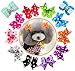 YOY 24 pcs/12 Pairs Adorable Grosgrain Ribbon Pet Dog Hair Bows with Elastic Rubber Bands - Doggy Kitty Topknot Grooming Accessories Set for Long Hair Puppy Cat