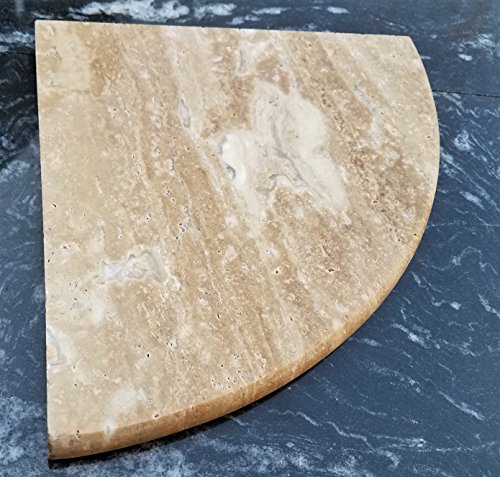 8" Travetine Shower Corner Shelf (Noce) - Both Sides Polished - Natural Stone Bathroom Caddy Bath Soap Dish