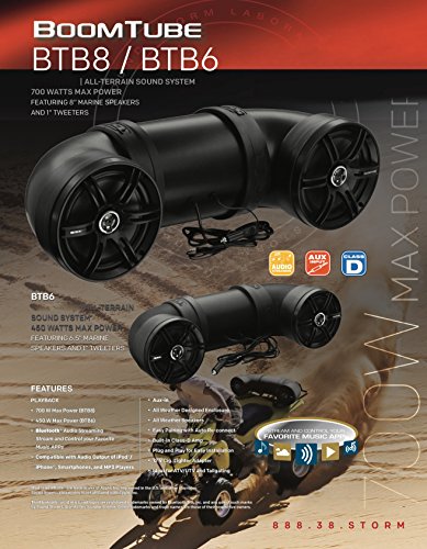 Sound Storm BTB8 Amplified Sound System, Weatherproof Speakers & Tweeters, Built-in Bluetooth, Ideal for ATV/UTV And 12 Volt Applications