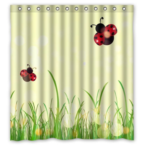 Ladybug Shower Curtains in Standard Size or Extra Long Styles
