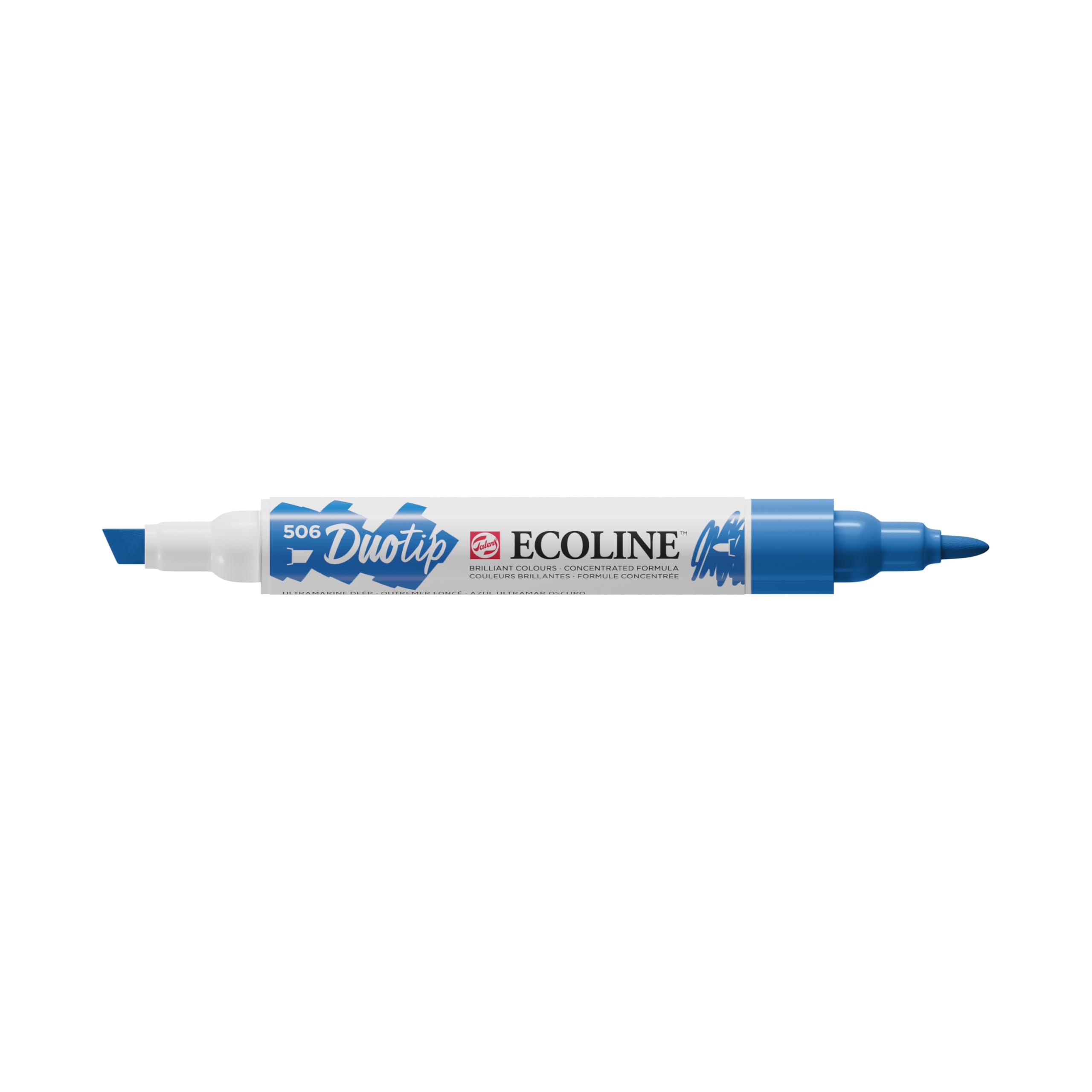 Ecoline Duotip Marker - Ultramarine Deep 506 - Dual Tip Watercolour Pen - Dye & Gum Arabic Formula - Fine & Broad Tips for Versatile Art Techniques - Ideal for Drawing, Illustration & Calligraphy