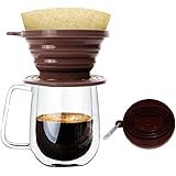 Wolecok Collapsible Pour Over Coffee Dripper,Silicone Reusable Cone Filter Holder for Camping Backpacking Travel