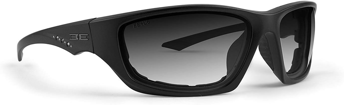 Epoch Eyewear Foam-3 Padded Photochromic Padded Riding Sunglasses Black Frame Clear to Smoke Lens with Accents