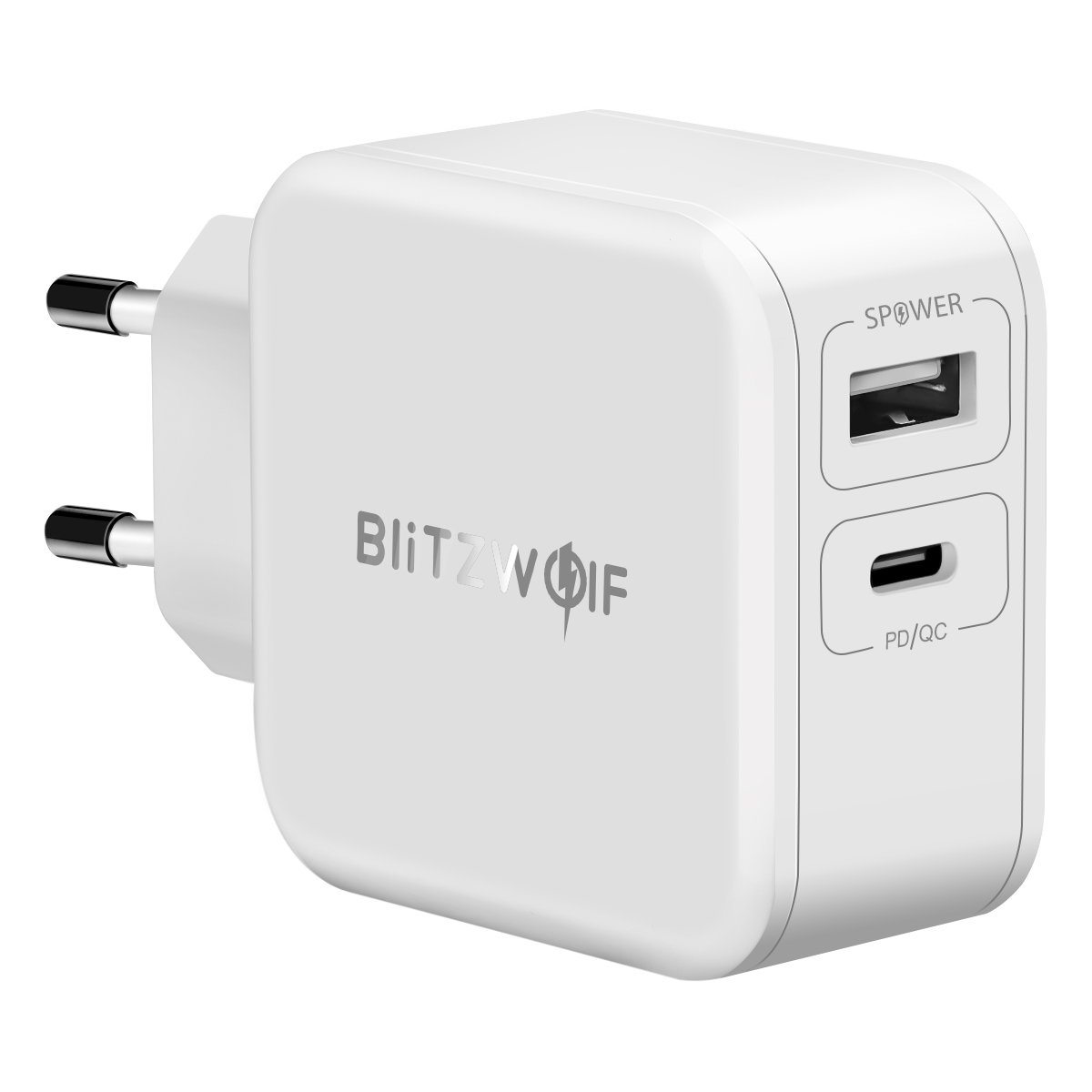USB C Ladegerät mit Power Delivery, BlitzWolf QC3.0 30W 2-Port (Typ C PD & 5V 2.4A) USB Netzteil Typ C PD Ladegerät für iPhone X / 8/7/6 / 6S / 5S, Samsung Galaxy S9 / S8 / S8 Plus, Huawei P9 / Mate 9, HTC, LG, Xiaomi, iPad, Tablet (Weiß)