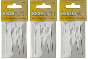 BEADS DIRECT USA Beadsmith Big Eye Needles 2.125" - 3 Packs of 4 Large Eye Needles Each - 12 Needles (in Rigid Pak TM Mailer)
