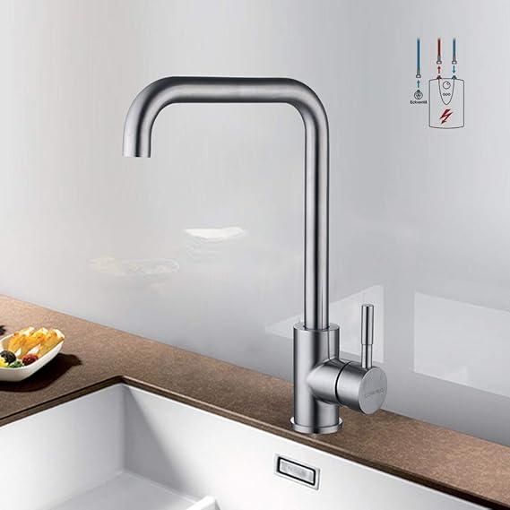 Lonheo Edelstahl Niederdruck Küche Wasserhahn mit 360° schwenkbare| hoher Auslauf Niederdruckarmatur für offene Boiler| Küche