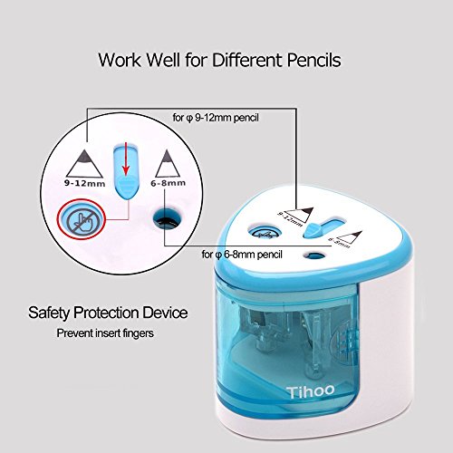 Electric Pencil Sharpener Double Hole Colored Pencils Battery Operated Sharpeners Automatic Pencil Sharpener Blue Color
