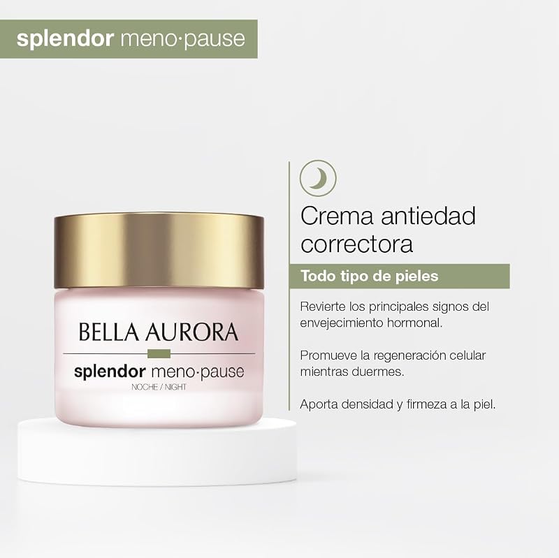 Noite da Menopausa do Esplendor | Creme corretor anti-envelhecimento para pele madura | Regenera-se durante a noite, reduz rugas, proporciona firmeza e densidade | Com ceramidas e melatonina | 50ml