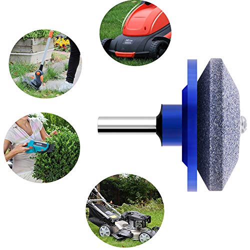 YOLIYANA Universal Lawnmower Blade Sharpener, Grinder Wheel Stone, Lawn Mower Blade Balancer Tool for Any Power Drill Hand Drill, for Garden, Courtyard, Kitchen -5Pack (Blue)