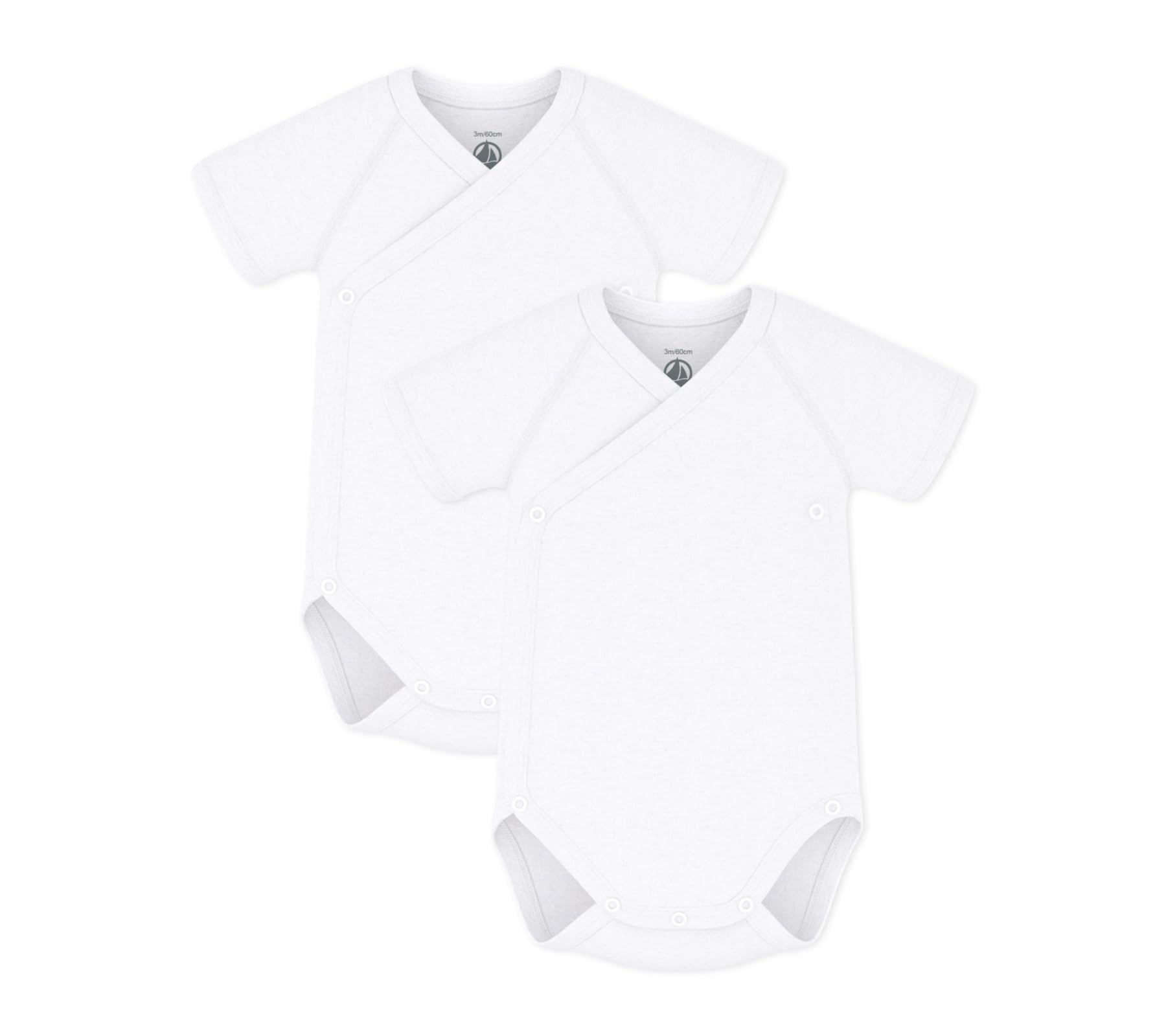 Petit Bateau Unisex Babies’Short Sleeve Newborn Body (Pack of 2) , Variant 1, 0-3 months