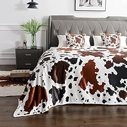 WIBUE Cow Throw Blanket 60"x50" with 2 Pcs Pillow