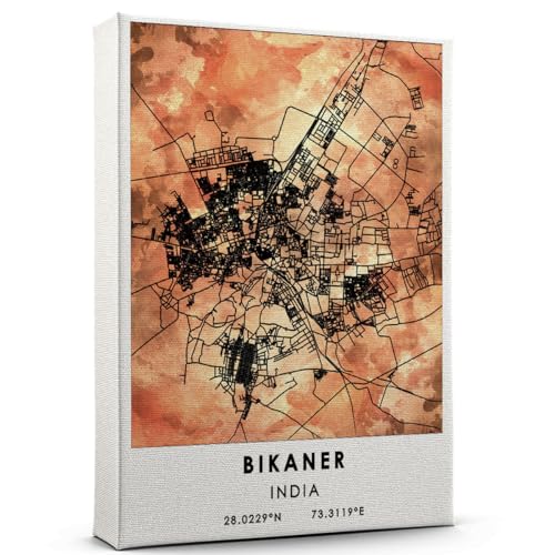 Bikaner Map Poster, India Map Art Poster, Map Decor
