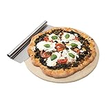 Mächtig Ove Extra Thick Best Pizza Set for Oven or Grill Certified Food Safe. Thermal Shock Resistant. 15’’ Circular Stone Comes with Free Gourmet Stainless