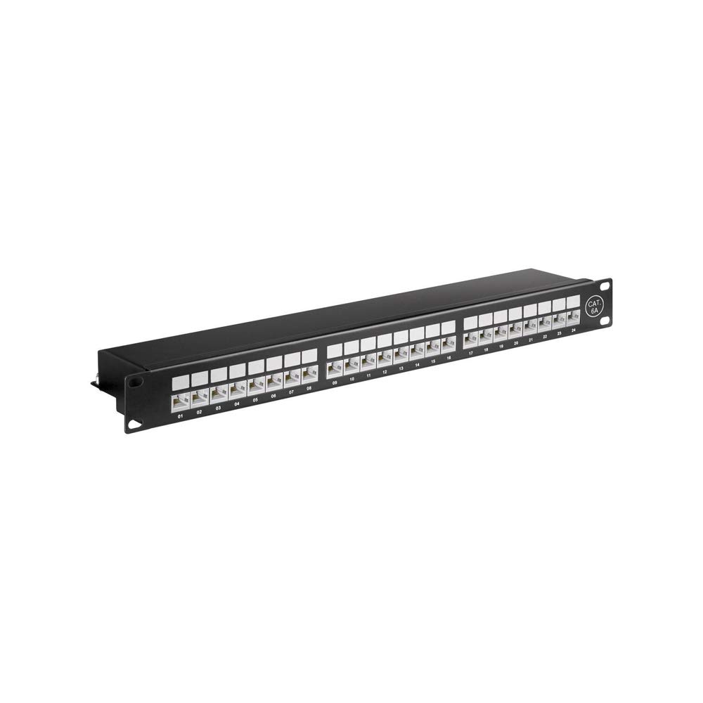 Goobay 90854 CAT 6a 48.3cm Patch Panel, 24 Port, Black