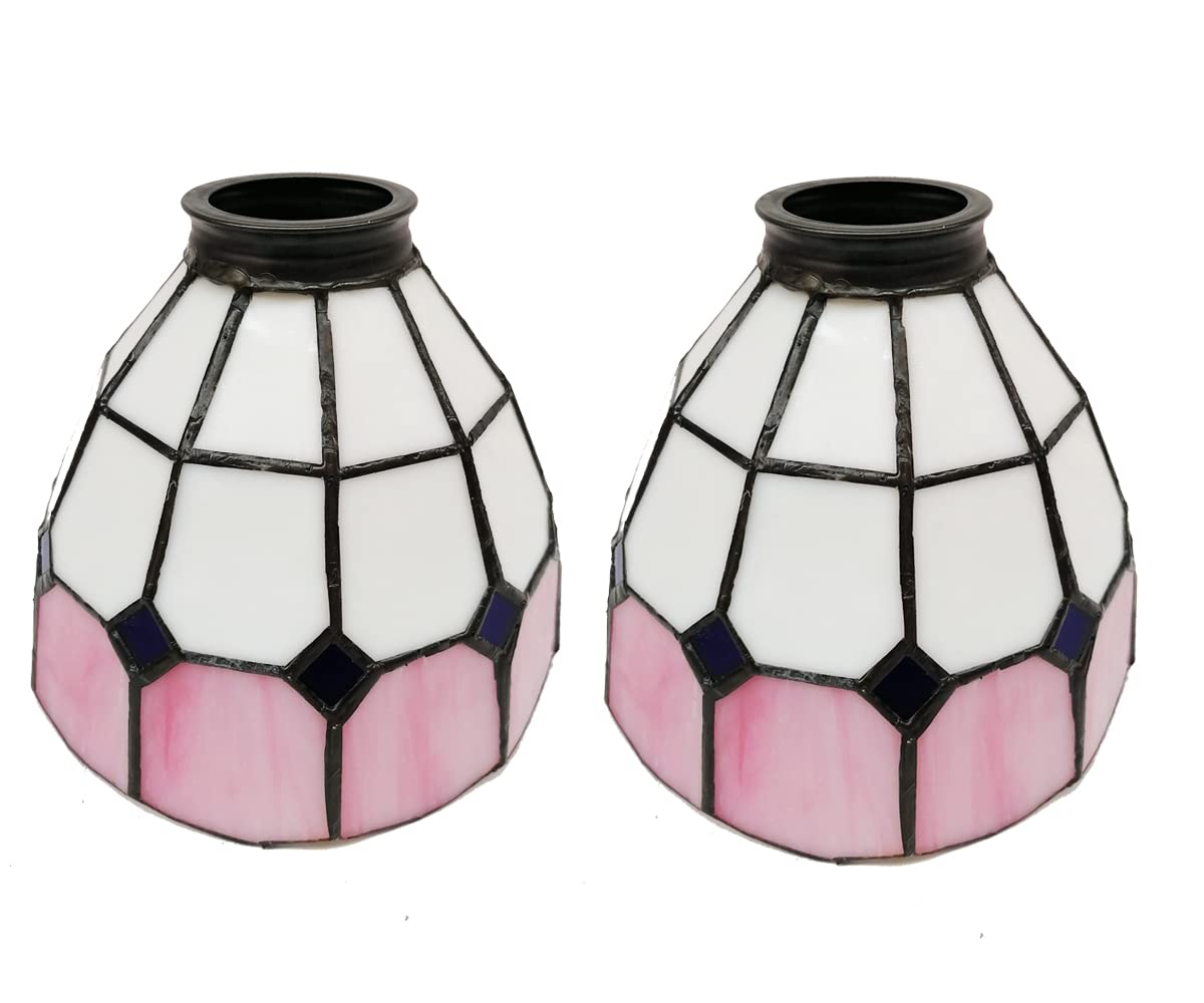 Photo 1 of **Similar item**
HUIMEIJU Pink Glass Lampshade - 2PCS Tiffany Stained Glass Set, 6 Inch Diameter, Suitable for Fan, Wall, or Ceiling Lamps