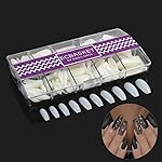 ECBASKET 500 PCS Coffin Nails Long Ballerina Fake Nail Tips 10 Sizes Perfect Length Full Coverage Acrylic False Nails with Box(Natural)