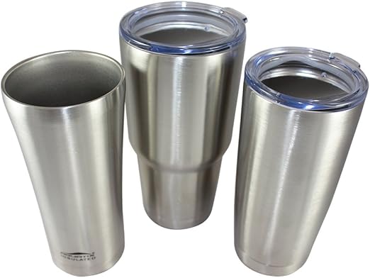 Amazon Com Aquatix 3 Pack 19 Oz 19 Oz W Lid 29 Oz W Lid Double Wall Vacuum Insulated Stainless Steel Tumbler Cruiser Thermos Coffee Mug Cup Keep Drinks Hot Cold Best For Travel Camping