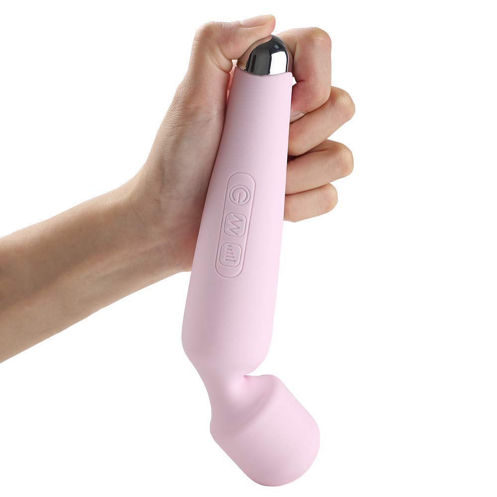 Wireless Wand Massager,New IPX 8 Waterproof Powerful Mini Cordless Wand Massaging with 10 Vibrations and 5 Multi-Speed,getbear Silicone Compact Rechargeable Power Massager (Pink) (Pink)