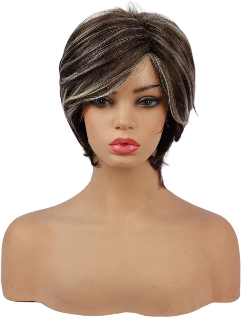 Harilla 10イメチショートストレートシンセティックレイヤードシャギーヘアウィッグ 混合 フルウィッグ 通販 Amazon