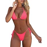 ATENGNES Women's 2 Piece Swimsuit Halter String Bikini Adjustable Bathing Suit