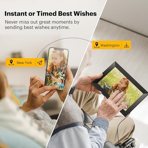 KODAK Digital Picture Frame WiFi 10.1 Inch HD IPS Touch Screen Electronic Picture Frame with 32 GB Memory, Automatic Picture Rotation, Share Photos or Videos Anywhere via App, Black