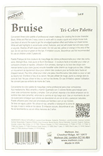 Mehron Makeup Tri-Color Character Makeup Palette, Bruise - 0.7oz (20g)