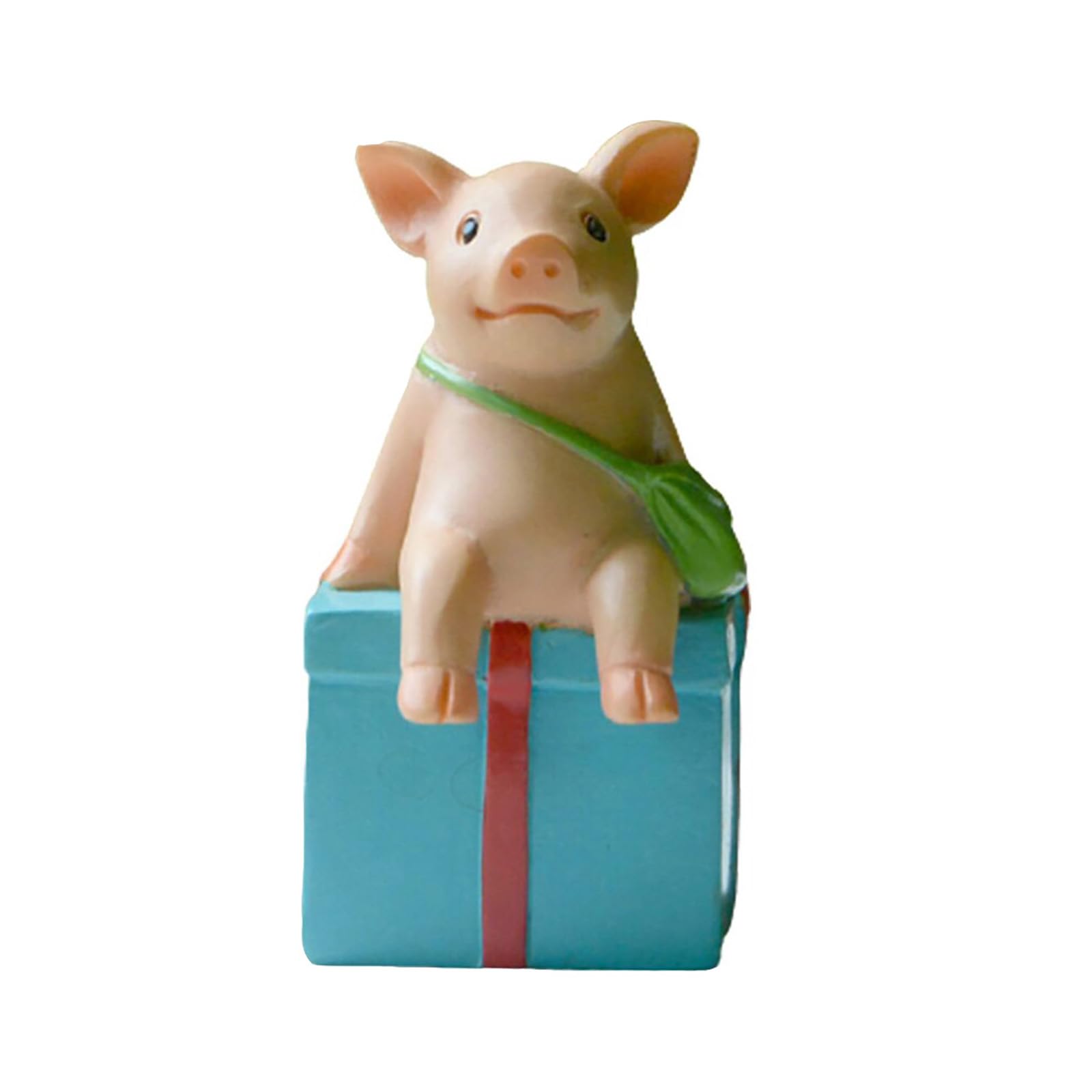 Gemmia Miniature Fairy Garden Pig Statue- Waiting Birthday Piggy Figurine