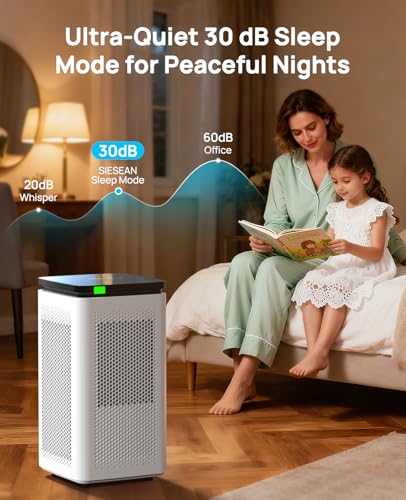Air Purifiers for Home Large Rooms up to 3500 Ft², H13 True HEPA 0.1 Micron 99.97% Filtration with Carbon Filter, 235 CFM CADR, for Pollen, Pet Odor, Smoke, VOCs, 30dB Sleep Mode, PM2.5 Display